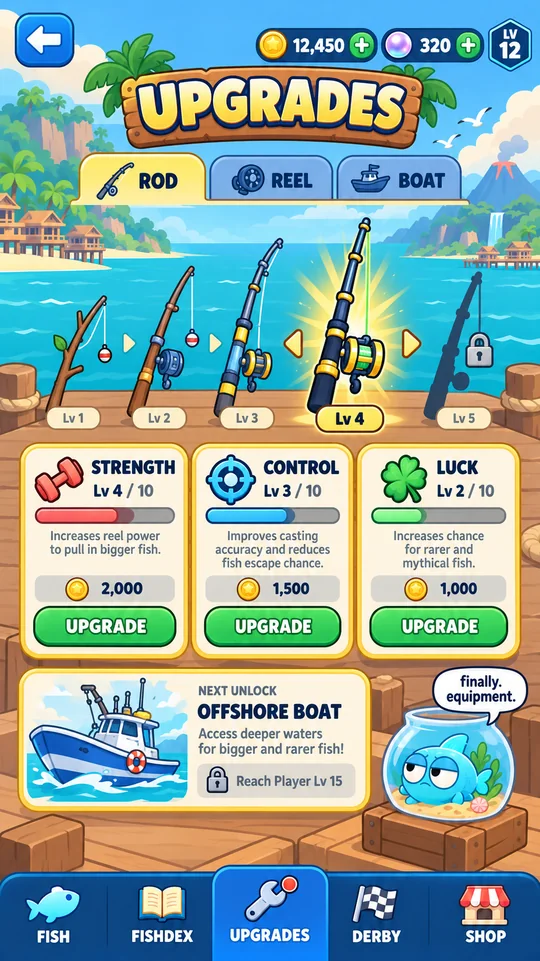 Rod, reel and boat upgrades